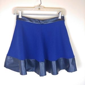 Topshop Petite Navy Mini Skirt Faux Leather Trim